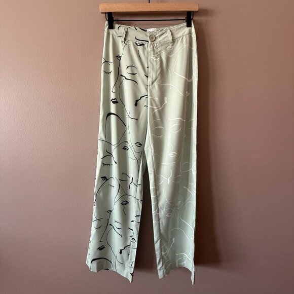 Women's 2 NWT Princess Polly Face It Pants Green High Waisted - Picture 4 of 11